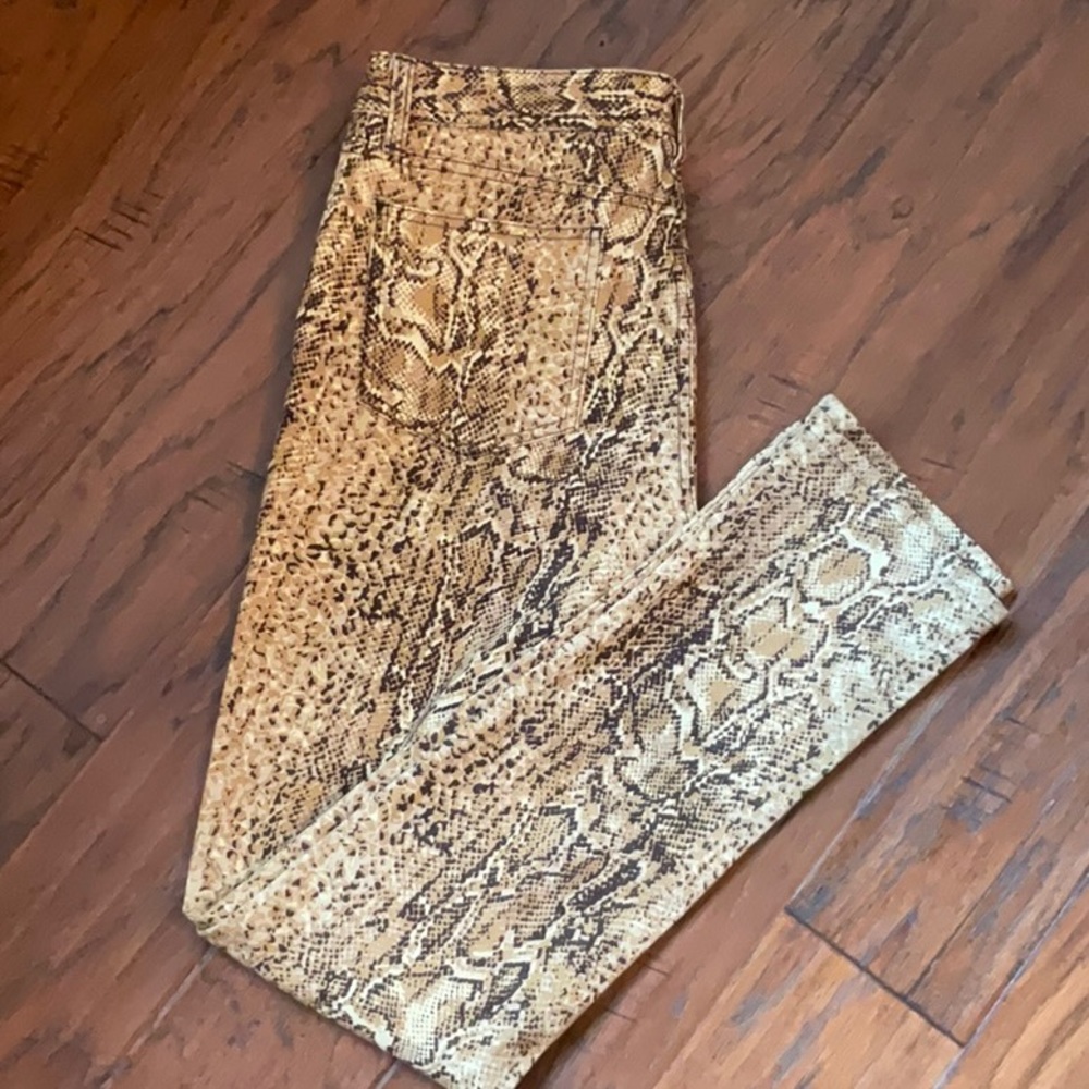 Tory Burch Snake Print Jeans - Brown, Size 29
